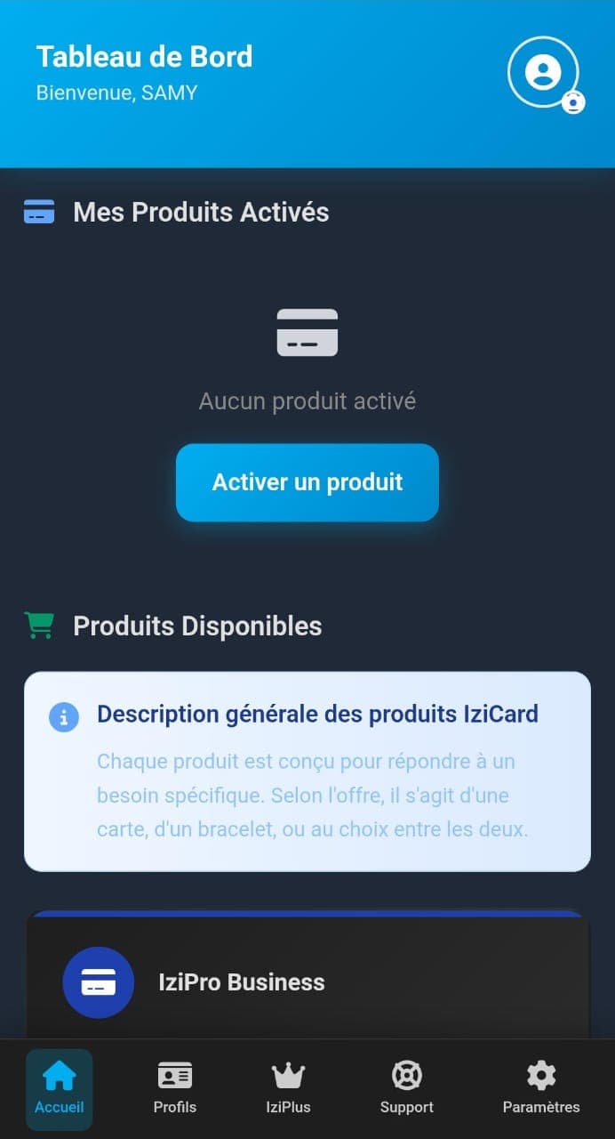 IziCard — Dashboard