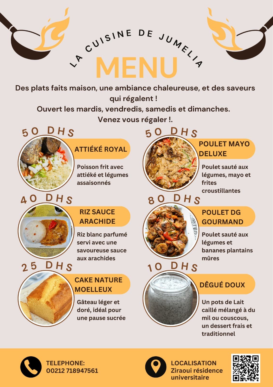 Jumelia — Menu